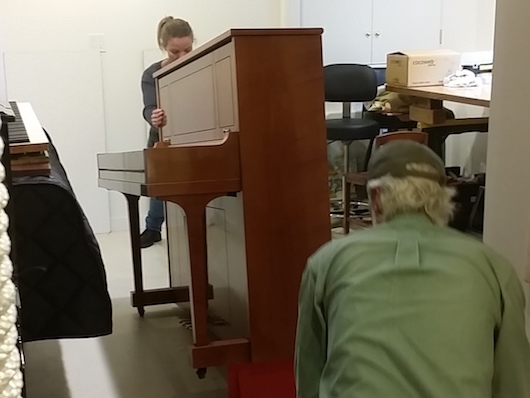 Terry and Iris moving upright piano