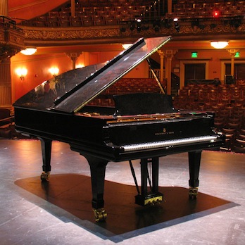 Flynn Piano's Steinway C rental piano on stage of Mahaiwe in Great Barrington, MA.